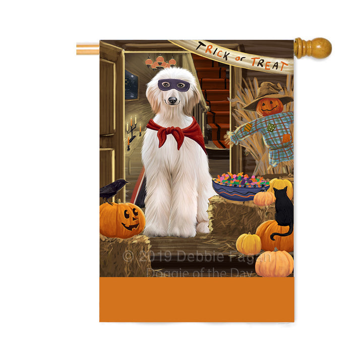Personalized Enter at Own Risk Trick or Treat Halloween Afghan Hound Dog Custom House Flag FLG-DOTD-A59457