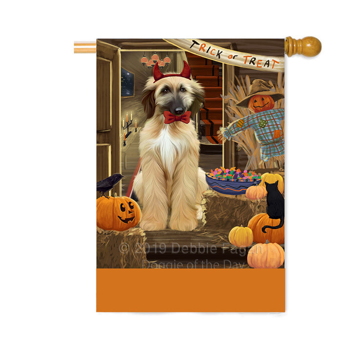 Personalized Enter at Own Risk Trick or Treat Halloween Afghan Hound Dog Custom House Flag FLG-DOTD-A59459