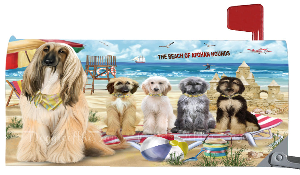 Pet Friendly Beach Afghan Hound Dogs Magnetic Mailbox Cover Both Sides Pet Theme Printed Decorative Letter Box Wrap Case Postbox Thick Magnetic Vinyl Material