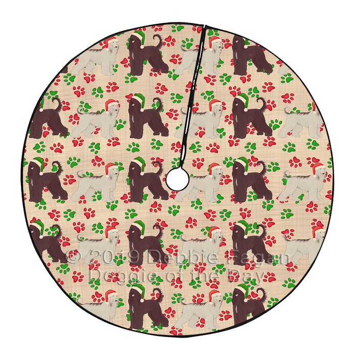 Christmas Paw Print Afghan Hound Dogs Tree Skirt