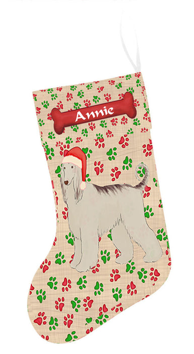 Pet Name Personalized Christmas Paw Print Afghan Hound Dogs Stocking