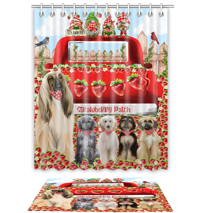 Afghan Hound Shower Curtain with Bath Mat Combo: Curtains with hooks and Rug Set Bathroom Decor, Custom, Explore a Variety of Designs, Personalized, Pet Gift for Dog Lovers