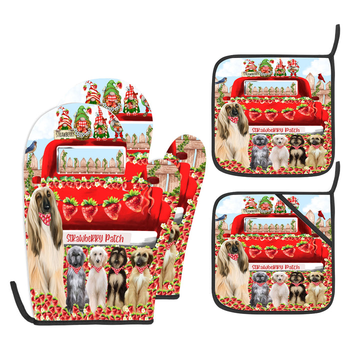 Afghan Hound Oven Mitts and Pot Holder Set: Explore a Variety of Designs, Personalized, Potholders with Kitchen Gloves for Cooking, Custom, Halloween Gifts for Dog Mom