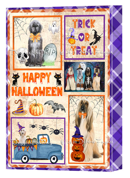 Happy Halloween Trick or Treat Afghan Hound Dogs Canvas Wall Art Decor - Premium Quality Canvas Wall Art for Living Room Bedroom Home Office Decor Ready to Hang CVS150092