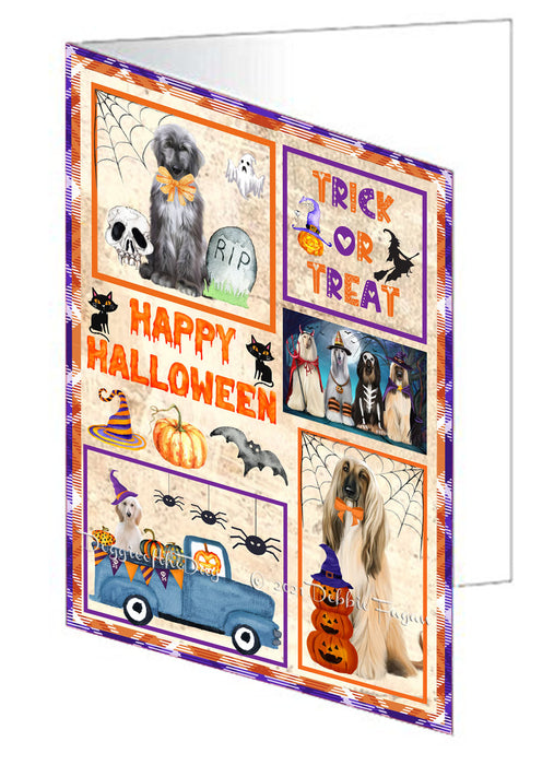 Happy Halloween Trick or Treat Airedale Dogs Handmade Artwork Assorted Pets Greeting Cards and Note Cards with Envelopes for All Occasions and Holiday Seasons GCD76361