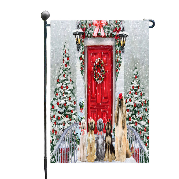 Christmas Holiday Welcome Afghan Hound Dogs Garden Flags- Outdoor Double Sided Garden Yard Porch Lawn Spring Decorative Vertical Home Flags 12 1/2"w x 18"h