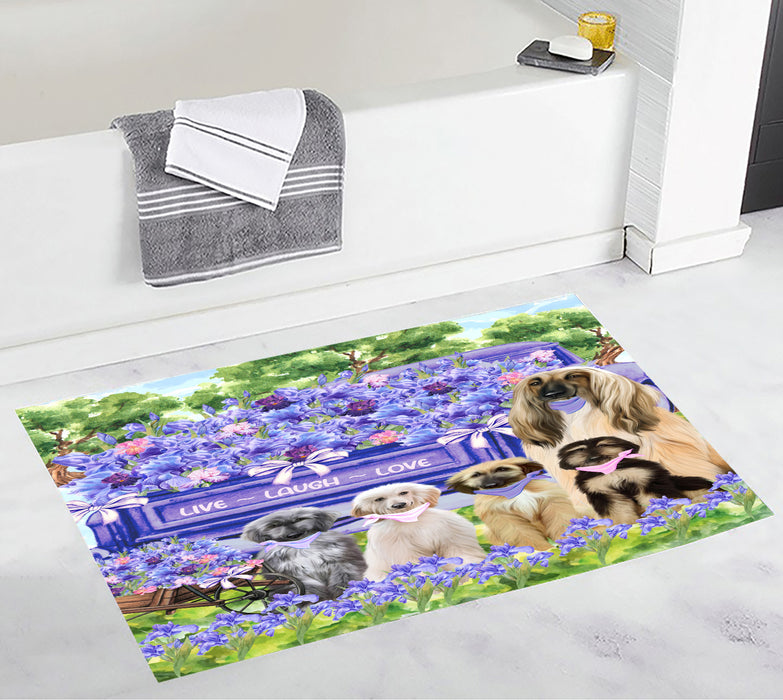Afghan Hound Bath Mat: Explore a Variety of Designs, Custom, Personalized, Non-Slip Bathroom Floor Rug Mats, Gift for Dog and Pet Lovers