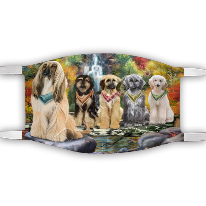 Scenic Waterfall Afghan Hound Dogs Face Mask FM49257