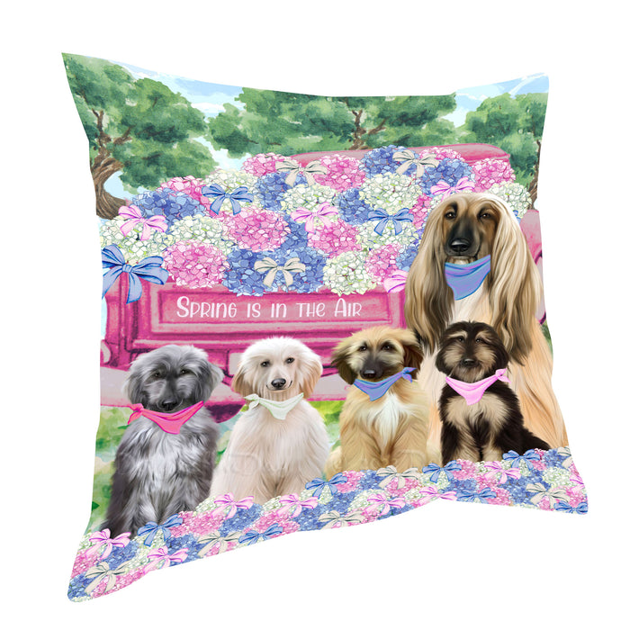 Afghan Hound Throw Pillow: Explore a Variety of Designs, Cushion Pillows for Sofa Couch Bed, Personalized, Custom, Dog Lover's Gifts