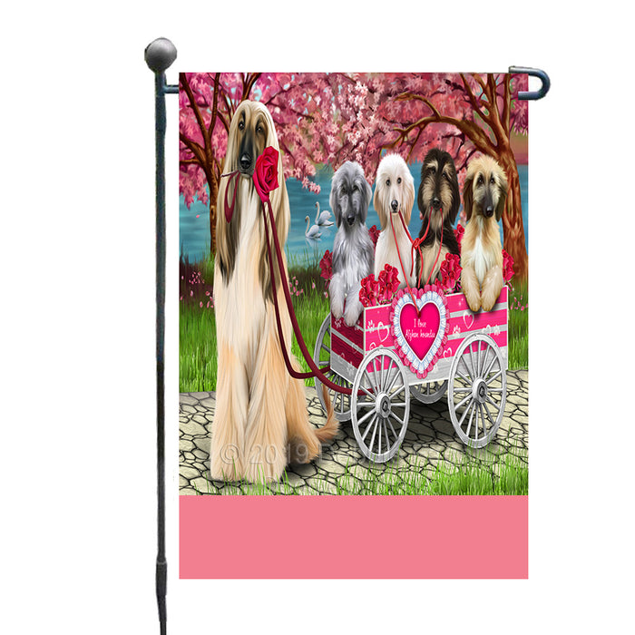 Personalized I Love Afghan Hound Dogs in a Cart Custom Garden Flags GFLG-DOTD-A62117