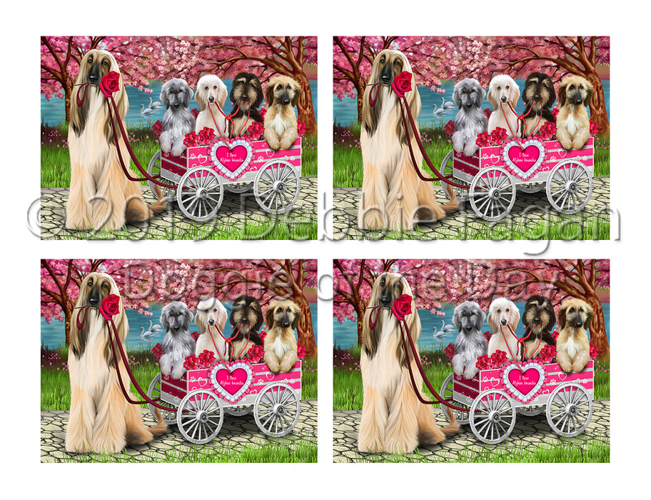 I Love Afghan Hound Dogs in a Cart Placemat