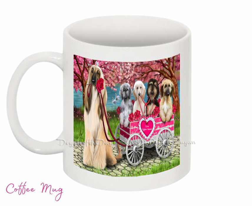 Mother's Day Gift Basket Afghan Hound Dogs Blanket, Pillow, Coasters, Magnet, Coffee Mug and Ornament