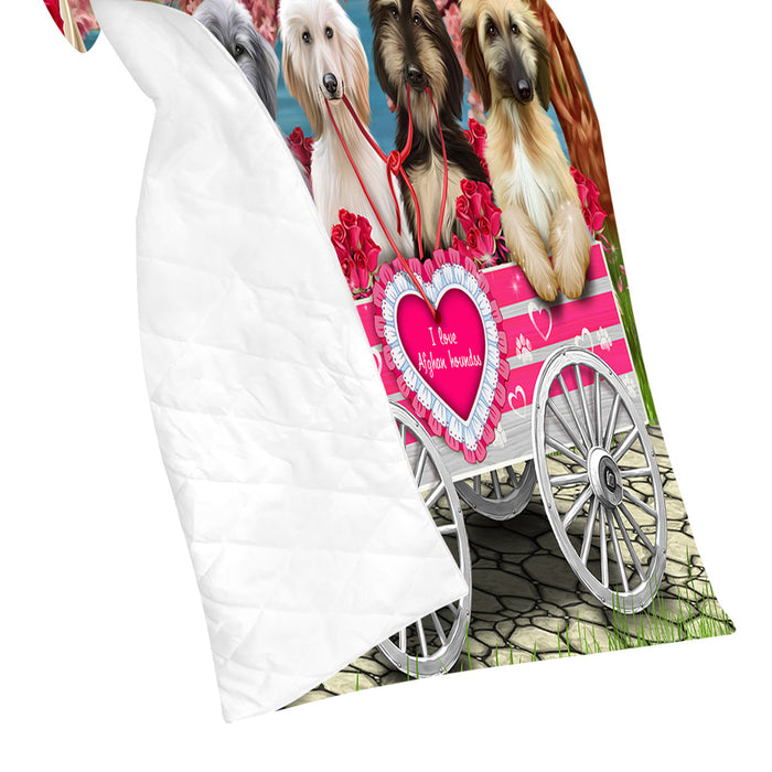 I Love Afghan Hound Dogs in a Cart Quilt