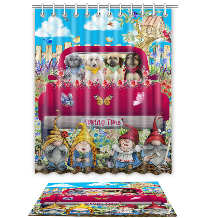 Afghan Hound Shower Curtain & Bath Mat Set - Explore a Variety of Personalized Designs - Custom Rug and Curtains with hooks for Bathroom Decor - Pet and Dog Lovers Gift