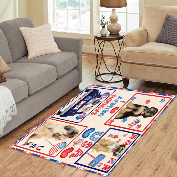 4th of July Independence Day I Love USA Afghan Hound Dogs Area Rug - Ultra Soft Cute Pet Printed Unique Style Floor Living Room Carpet Decorative Rug for Indoor Gift for Pet Lovers
