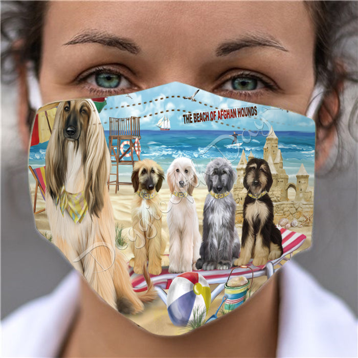 Pet Friendly Beach Afghan Hound Dogs Face Mask FM49058