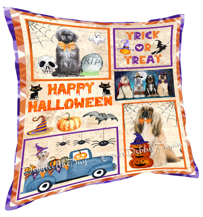 Happy Halloween Trick or Treat Afghan Hound Dogs Pillow with Top Quality High-Resolution Images - Ultra Soft Pet Pillows for Sleeping - Reversible & Comfort - Ideal Gift for Dog Lover - Cushion for Sofa Couch Bed - 100% Polyester