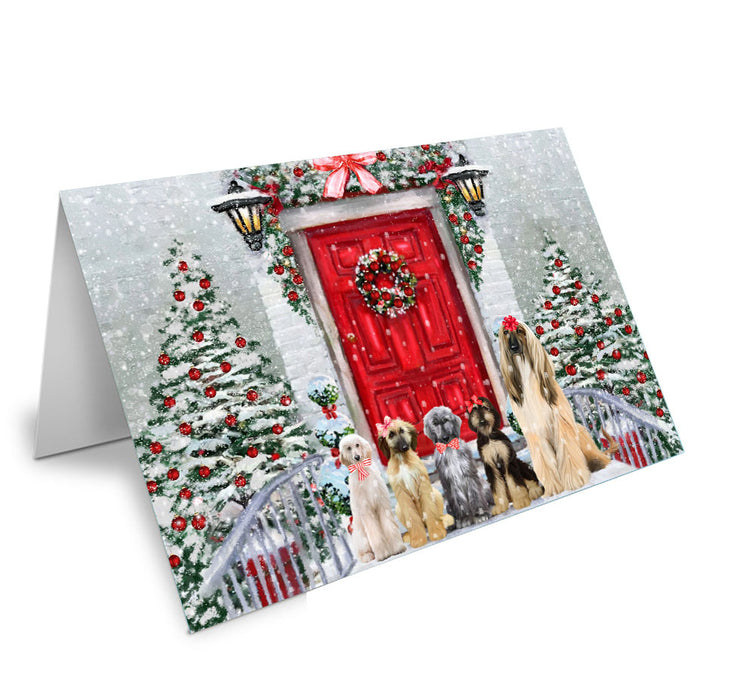 Christmas Holiday Welcome Afghan Hound Dog Handmade Artwork Assorted Pets Greeting Cards and Note Cards with Envelopes for All Occasions and Holiday Seasons