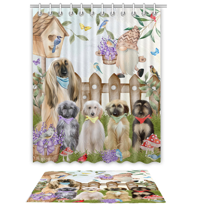 Afghan Hound Shower Curtain & Bath Mat Set, Bathroom Decor Curtains with hooks and Rug, Explore a Variety of Designs, Personalized, Custom, Dog Lover's Gifts