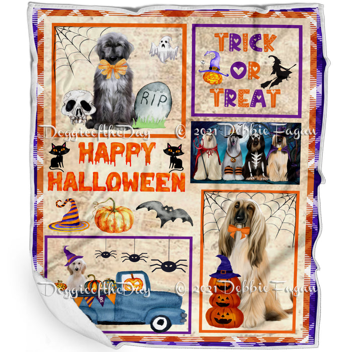 Happy Halloween Trick or Treat Afghan Hound Dogs Blanket BLNKT143701