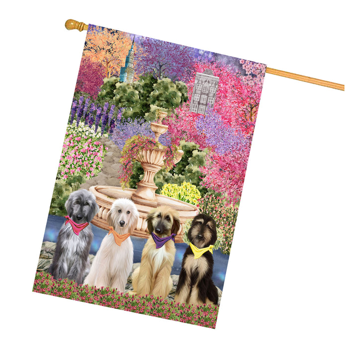 Afghan Hound Dogs House Flag: Explore a Variety of Designs, Weather Resistant, Double-Sided, Custom, Personalized, Home Outdoor Yard Decor for Dog and Pet Lovers