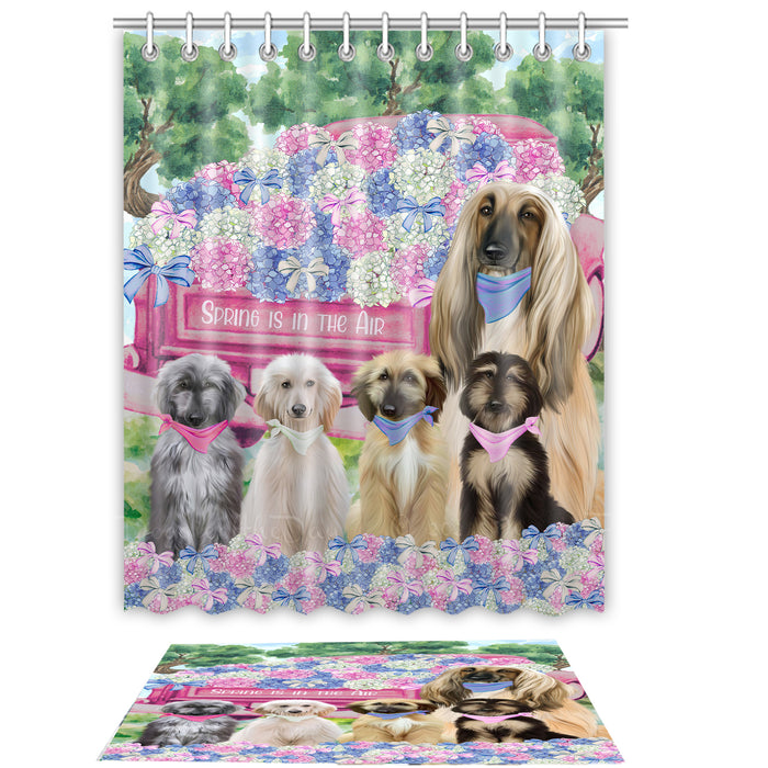 Afghan Hound Shower Curtain with Bath Mat Set, Custom, Curtains and Rug Combo for Bathroom Decor, Personalized, Explore a Variety of Designs, Dog Lover's Gifts