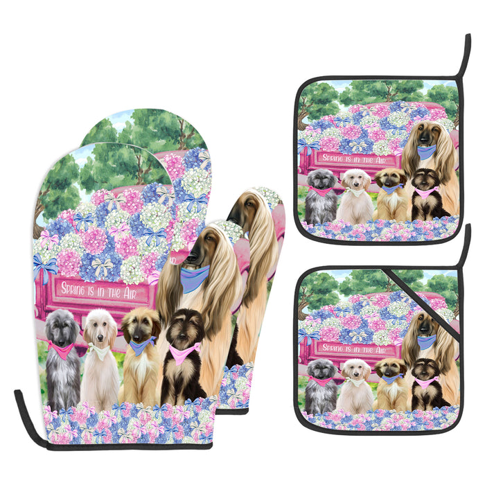 Afghan Hound Oven Mitts and Pot Holder: Explore a Variety of Designs, Potholders with Kitchen Gloves for Cooking, Custom, Personalized, Gifts for Pet & Dog Lover