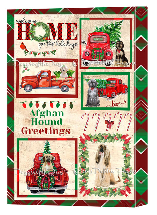Welcome Home for Christmas Holidays Afghan Hound Dogs Canvas Wall Art Decor - Premium Quality Canvas Wall Art for Living Room Bedroom Home Office Decor Ready to Hang CVS149129
