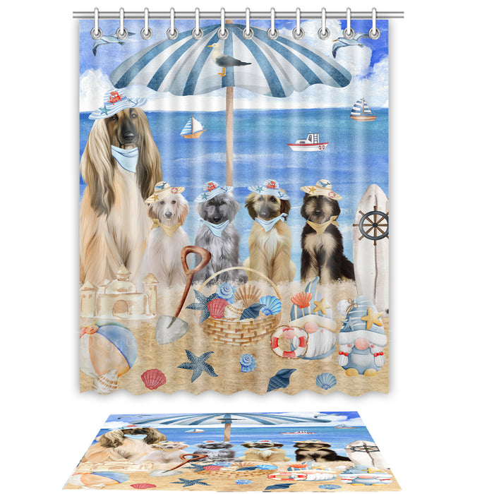 Afghan Hound Shower Curtain with Bath Mat Set, Custom, Curtains and Rug Combo for Bathroom Decor, Personalized, Explore a Variety of Designs, Dog Lover's Gifts
