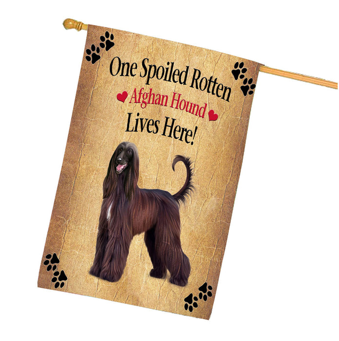 Spoiled Rotten Afghan Hound Dog House Flag Outdoor Decorative Double Sided Pet Portrait Weather Resistant Premium Quality Animal Printed Home Decorative Flags 100% Polyester FLG68095