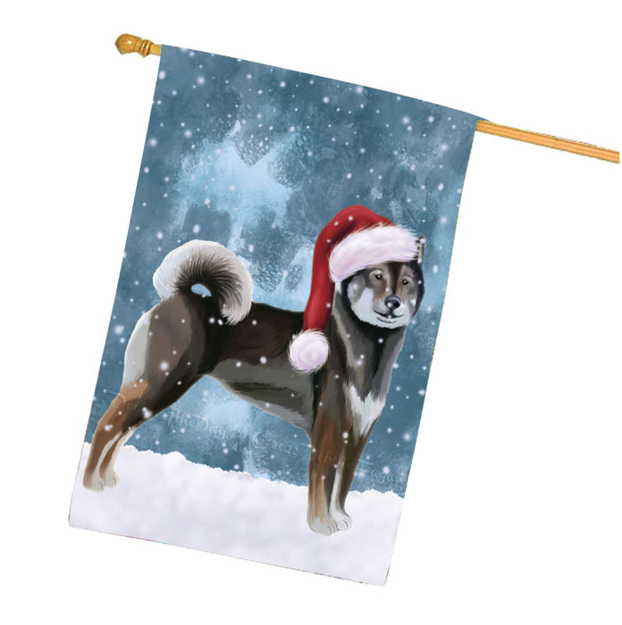 Christmas Let it Snow Aiku Dog House Flag Outdoor Decorative Double Sided Pet Portrait Weather Resistant Premium Quality Animal Printed Home Decorative Flags 100% Polyester FLG67893