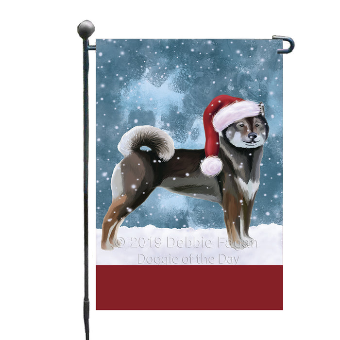 Personalized Let It Snow Happy Holidays Aiku Dog Custom Garden Flags GFLG-DOTD-A62210