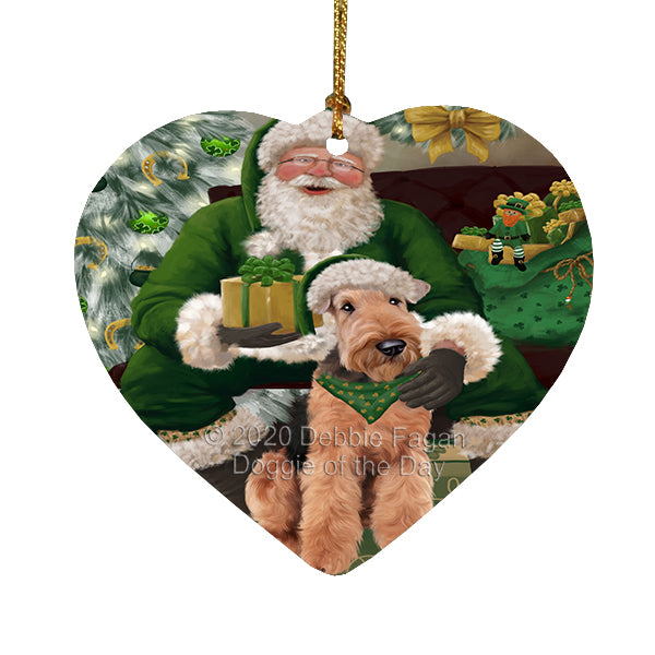 Christmas Irish Santa with Gift and Afghan Hound Dog Heart Christmas Ornament RFPOR58235