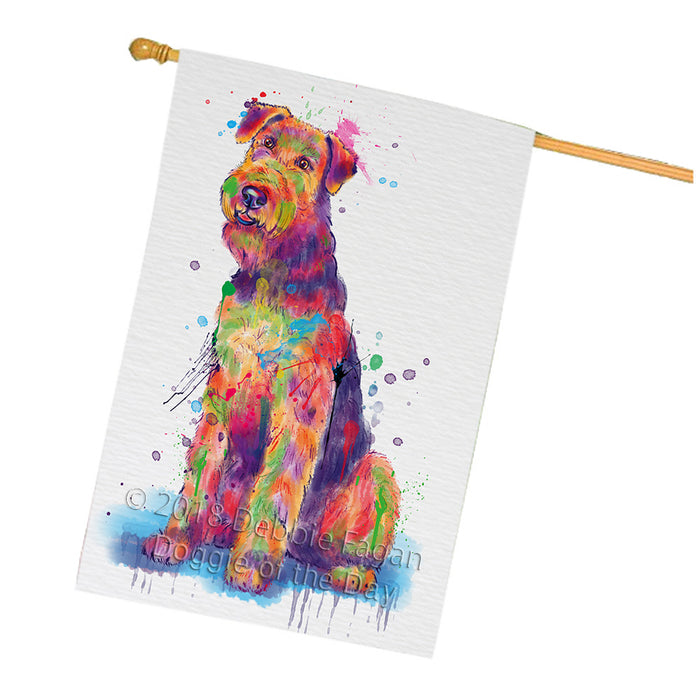 Watercolor Airedale Terrier Dog House Flag FLG65090