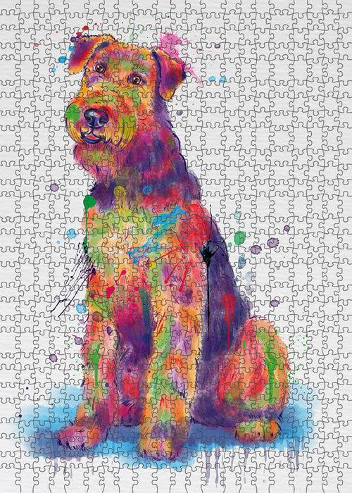 Watercolor Airedale Terrier Dog Puzzle with Photo Tin PUZL97072
