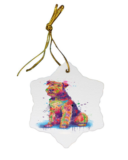 Watercolor Airedale Terrier Dog Star Porcelain Ornament SPOR57361