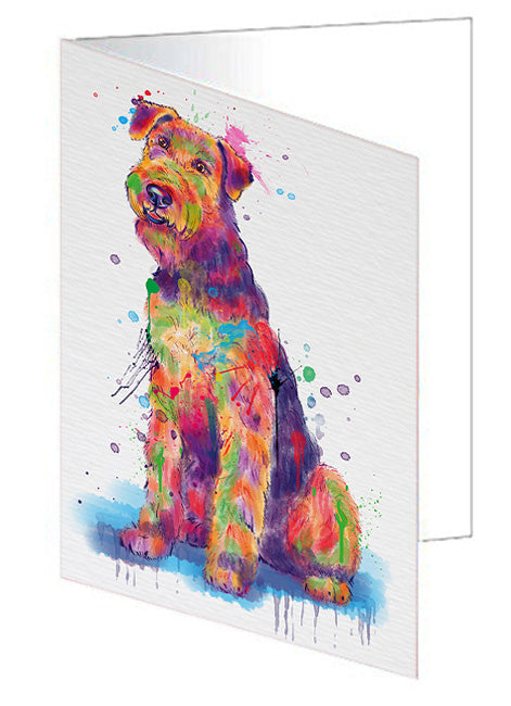 Watercolor Airdale Terrier Dog Handmade Artwork Assorted Pets Greeting Cards and Note Cards with Envelopes for All Occasions and Holiday Seasons GCD76712