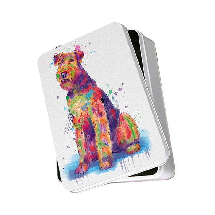 Watercolor Airdale Terrier Dog Photo Storage Tin PITN57009