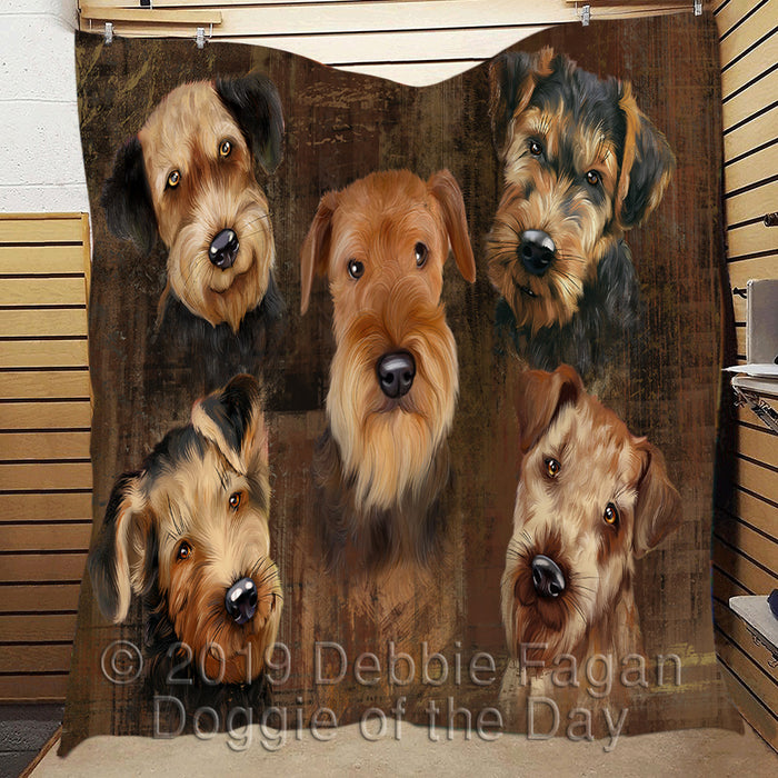 Rustic Airedale Dogs Quilt