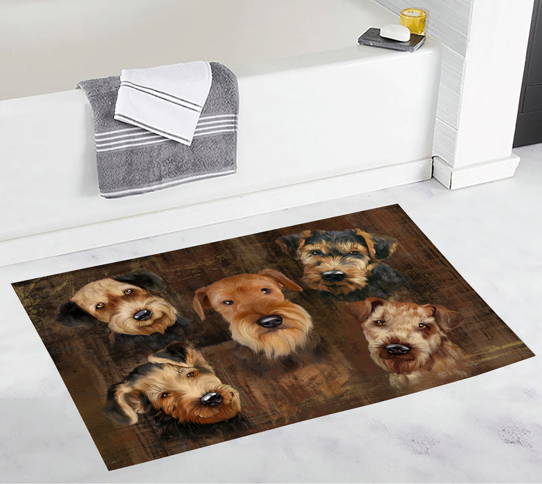 Rustic Airedale Dogs Bath Mat