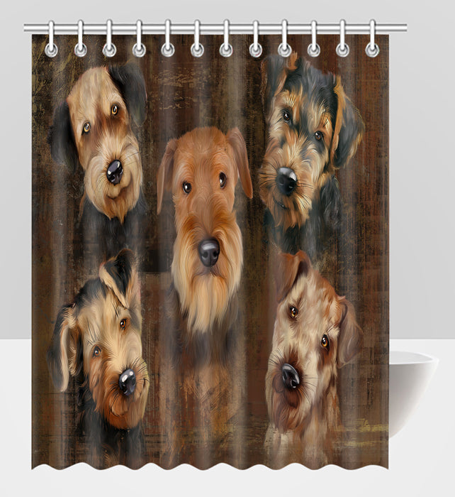 Rustic Airedale Dogs Shower Curtain
