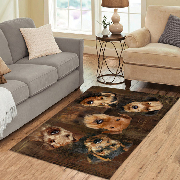 Rustic Airedale Dogs Area Rug