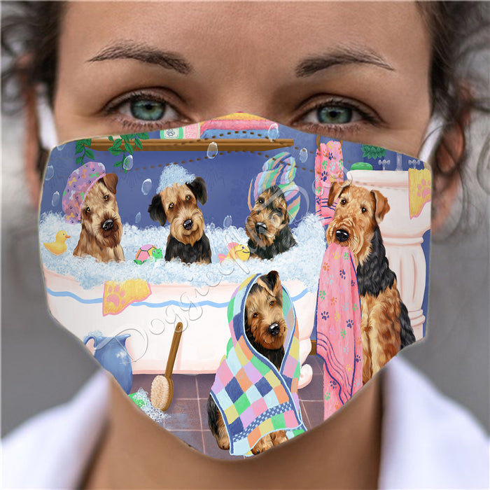 Rub A Dub Dogs In A Tub  Airedale Dogs Face Mask FM49462