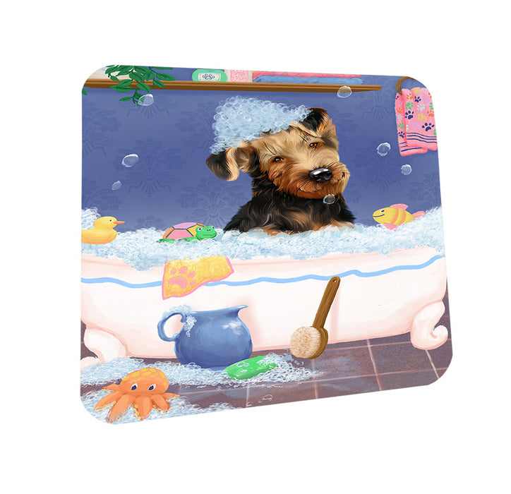 Rub A Dub Dog In A Tub Airedale Dog Coasters Set of 4 CST57241