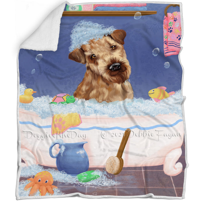 Rub A Dub Dog In A Tub Airedale Dog Blanket BLNKT142975