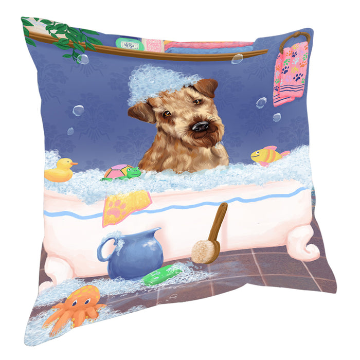 Rub A Dub Dog In A Tub Airedale Dog Pillow with Top Quality High-Resolution Images - Ultra Soft Pet Pillows for Sleeping - Reversible & Comfort - Ideal Gift for Dog Lover - Cushion for Sofa Couch Bed - 100% Polyester, PILA90301