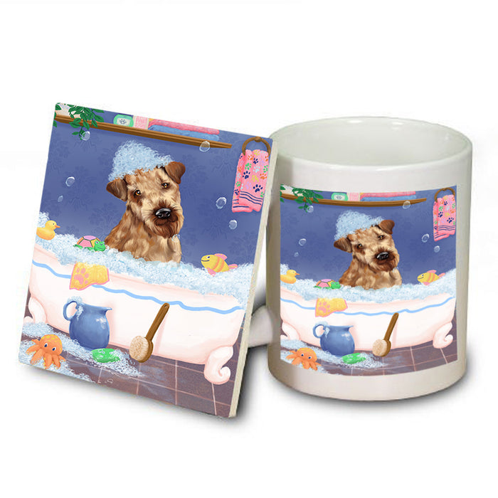 Rub A Dub Dog In A Tub Airedale Dog Mug and Coaster Set MUC57274