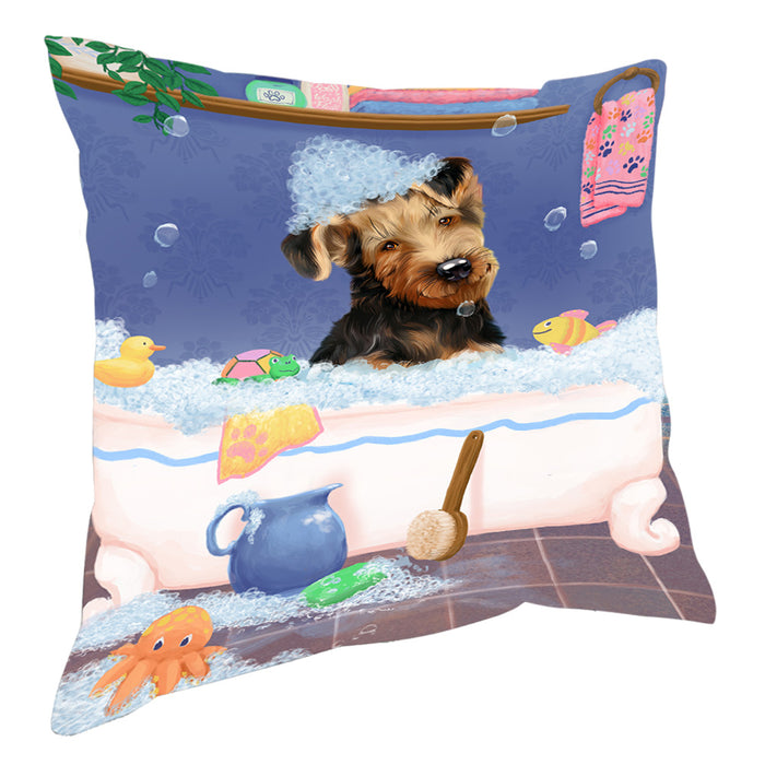 Rub A Dub Dog In A Tub Airedale Dog Pillow with Top Quality High-Resolution Images - Ultra Soft Pet Pillows for Sleeping - Reversible & Comfort - Ideal Gift for Dog Lover - Cushion for Sofa Couch Bed - 100% Polyester, PILA90304