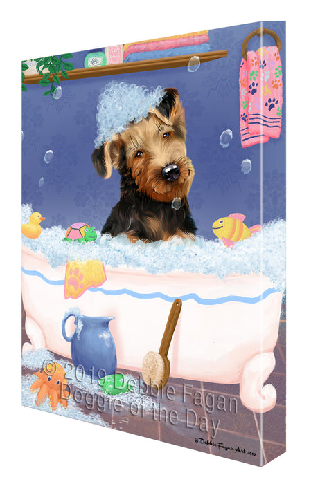 Rub A Dub Dog In A Tub Airedale Dog Canvas Print Wall Art Décor CVS142055