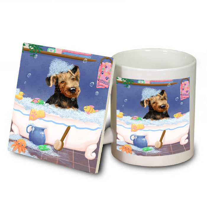 Rub A Dub Dog In A Tub Airedale Dog Mug and Coaster Set MUC57275